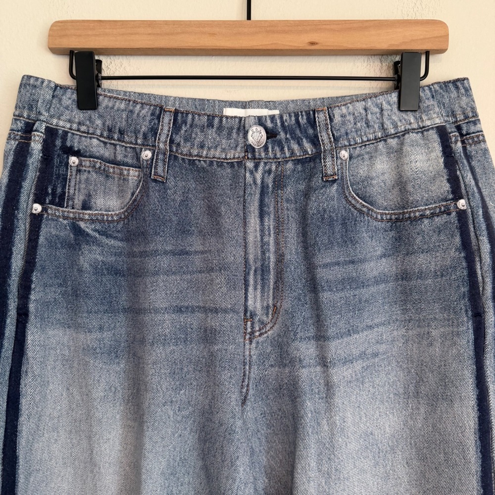 Rag & Bone Miramar Wide Leg Track Pants sweatpants L cotton side stripe casual - Picture 3 of 6